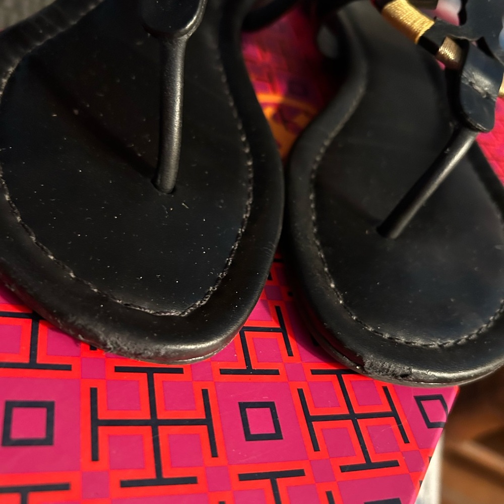 Tory Burch Black Sandals with Colorful Straps - Picture 2 of 4